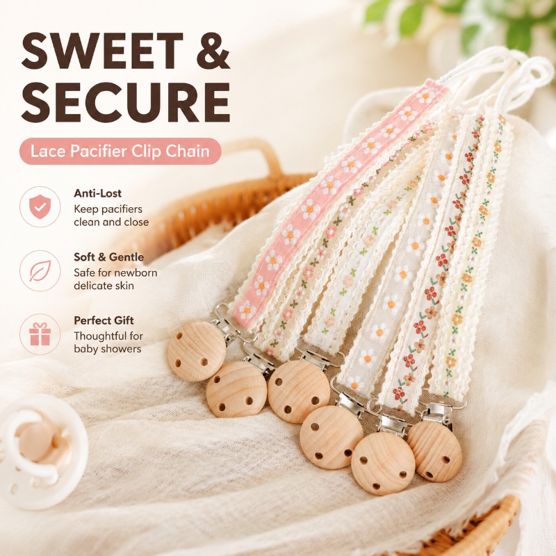 Baby Products To Gift - Lace Pacifier Clip Chain for Newborn