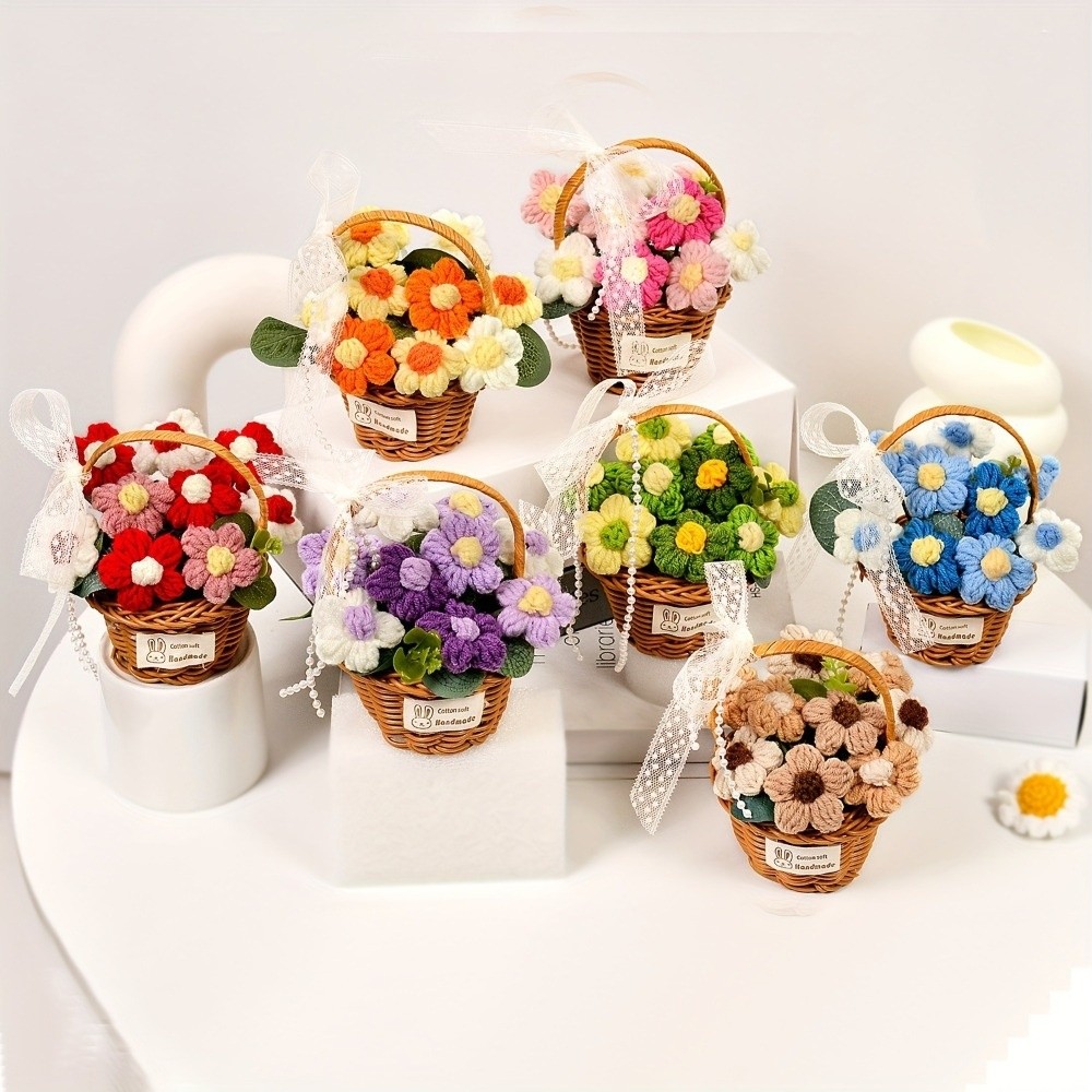 Handmade Puff Yarn Flower Fini - огляд і ціна Baby Products Basket